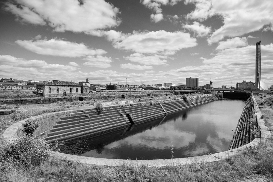 Black and White Photograph of Govan Graving Docks 